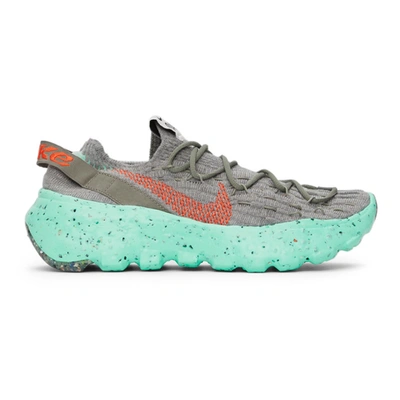 Shop Nike Grey & Green Space Hippie 04 Sneakers In Stc/ora/grn