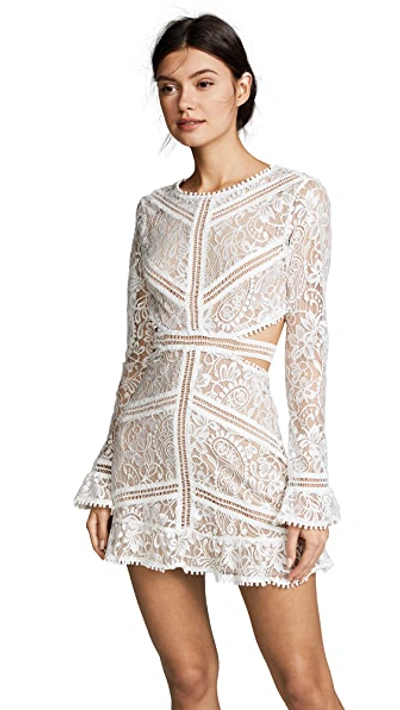 For Love & Lemons Emerie Open-back Lace Dress In White