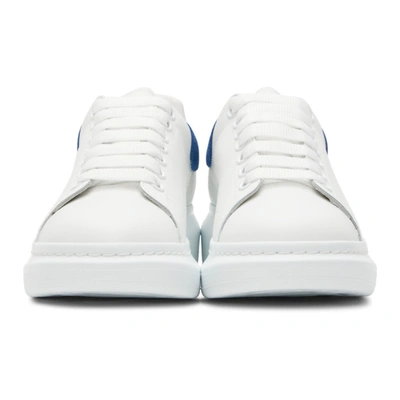 Shop Alexander Mcqueen White & Blue Croc Oversized Sneakers In 9255 White/electric