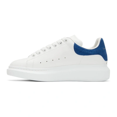 Shop Alexander Mcqueen White & Blue Croc Oversized Sneakers In 9255 White/electric