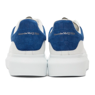 Shop Alexander Mcqueen White & Blue Croc Oversized Sneakers In 9255 White/electric