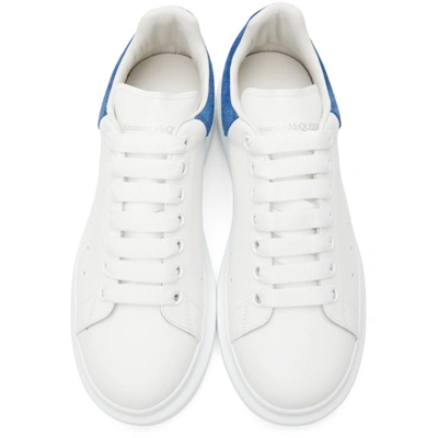 Shop Alexander Mcqueen White & Blue Croc Oversized Sneakers In 9255 White/electric