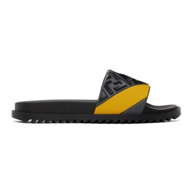 Shop Fendi Grey & Yellow 'forever ' Fussbett Slides In F1dvq Grigs