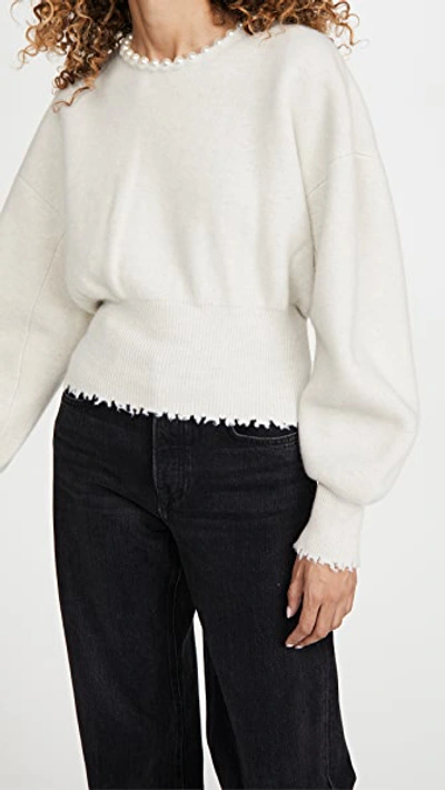 Shop Alexander Wang Crew Neck Pullover With Pearl Necklace In Ivory