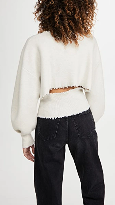 Shop Alexander Wang Crew Neck Pullover With Pearl Necklace In Ivory