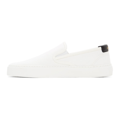 Shop Saint Laurent White Venice Slip-on Sneakers In 9061 White