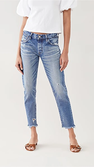 Shop Moussy Vintage Keller Tapered Blue Jeans Blu