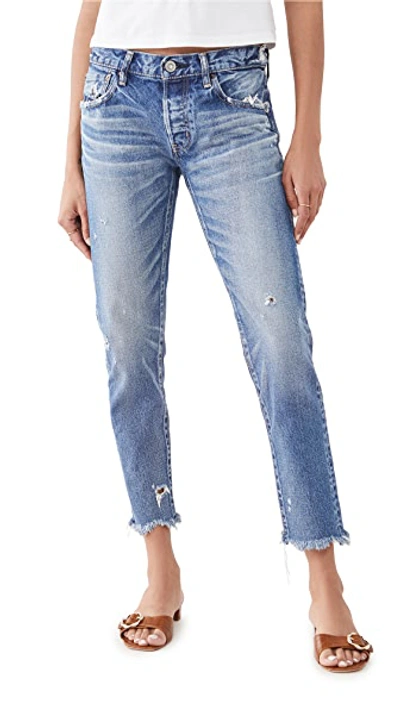 Shop Moussy Vintage Keller Tapered Blue Jeans Blu