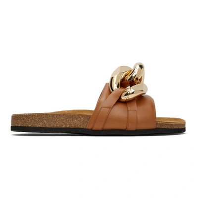 JW ANDERSON TAN CHAIN LOAFER SLIDES 