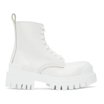 Shop Balenciaga White Strike Boots In 9011 Opt.wh