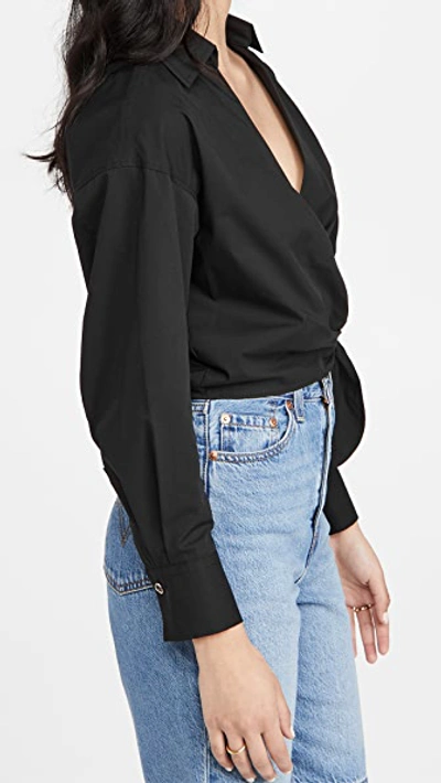 Shop Vince Slim Fitted Wrap Shirt In Black