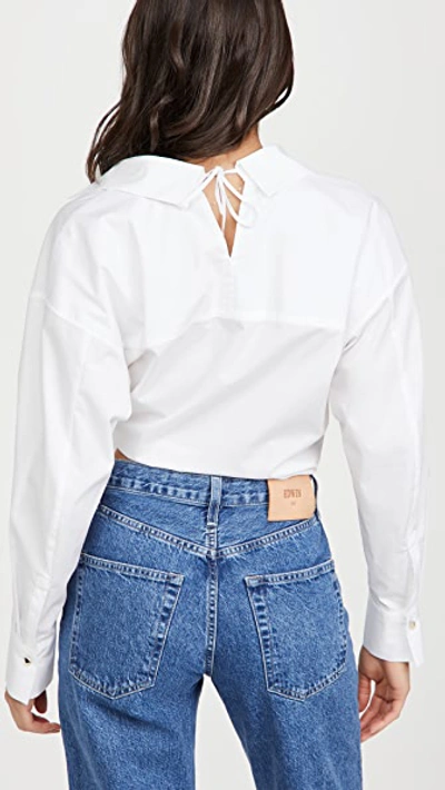 Shop Vince Slim Fitted Wrap Shirt In Optic White