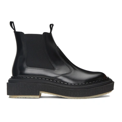 Shop Adieu Black Polished Type 155 Chelsea Boots In Black/big B