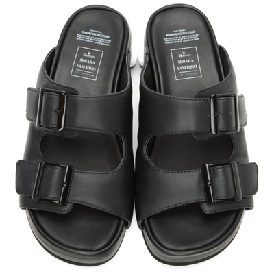 Shop Miharayasuhiro Black Leather Sneaker Heel Sandals