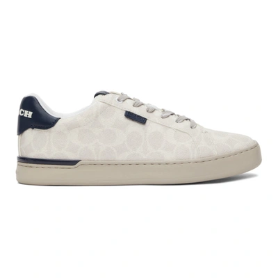 Shop Coach Taupe Signature Lowline Sneakers In Chalk Cobalt