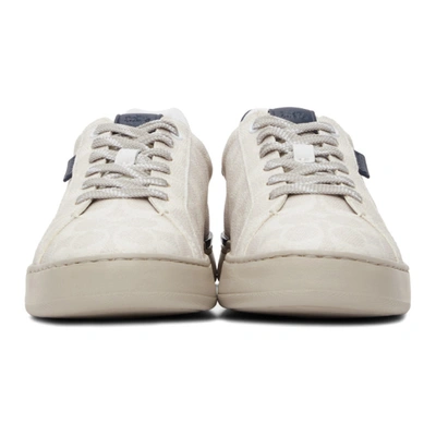 Shop Coach Taupe Signature Lowline Sneakers In Chalk Cobalt