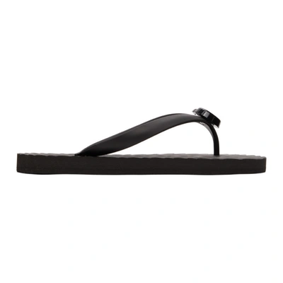 Shop Gucci Black Chevron Gg Thong Sandals In 1000 Nero/nero