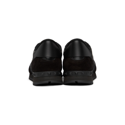 Shop Valentino Black Camo Rockrunner Sneakers In 0no Nero/nero/nero/n