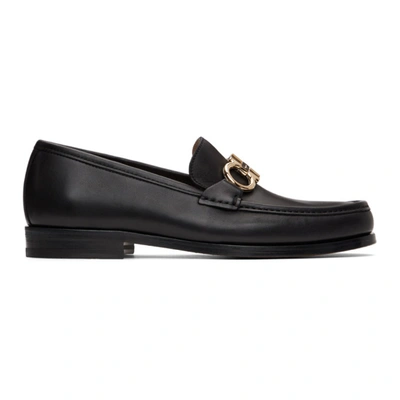 Shop Ferragamo Black Ornament Loafers In Nero