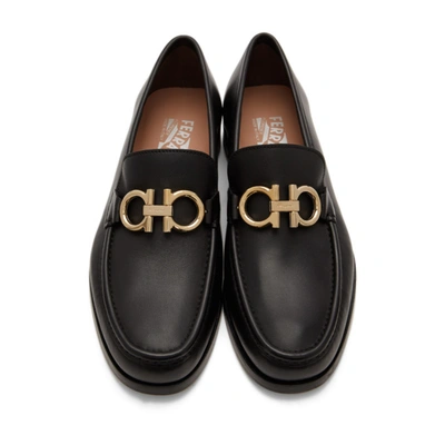 Shop Ferragamo Black Ornament Loafers In Nero