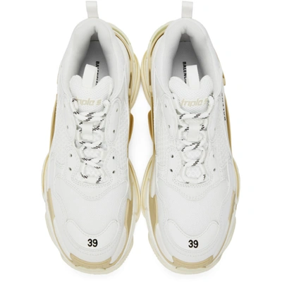 Shop Balenciaga White & Beige Triple S Sneakers In 9000 White