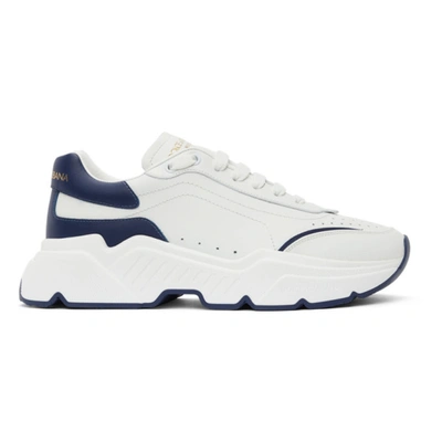 Shop Dolce & Gabbana White & Blue Daymaster Sneakers In 89951 White