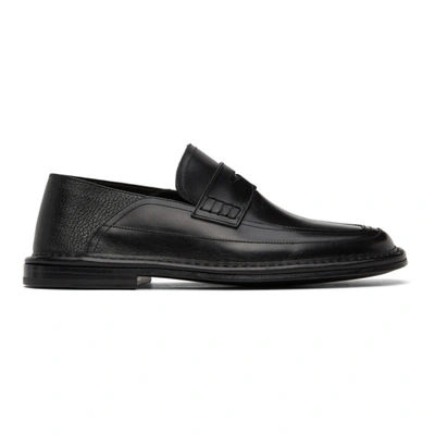 Shop Loewe Black Slip-on Loafers In 1100 Black