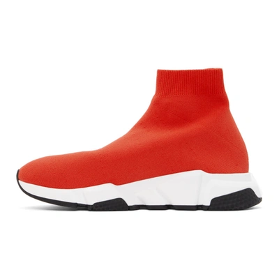 Shop Balenciaga Red Graffiti Sole Speed Sneakers In Red/white