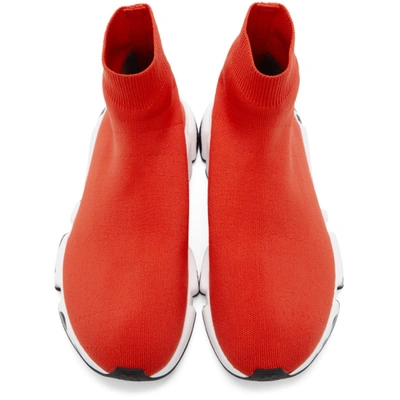 BALENCIAGA 红色 GRAFFITI SOLE SPEED 高帮运动鞋