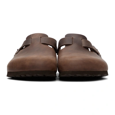 Shop Birkenstock Brown Oiled Leather Boston Loafers In Habana