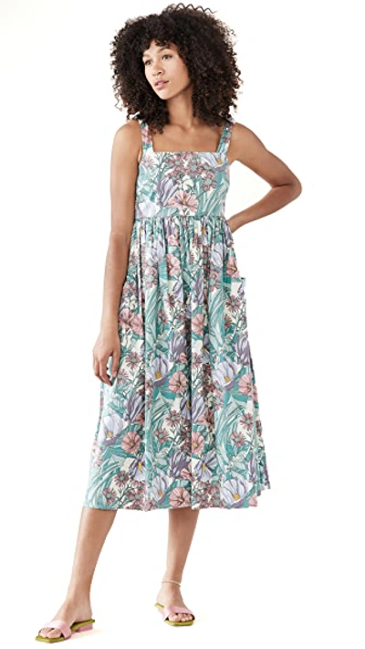 Tory Burch Floral Print Tie Shoulder Midi Cover-up Sundress In  Multicoloured | ModeSens