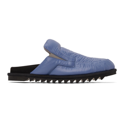 Shop Dries Van Noten Blue Nylon Padded Open Back Loafers In 504 Blue
