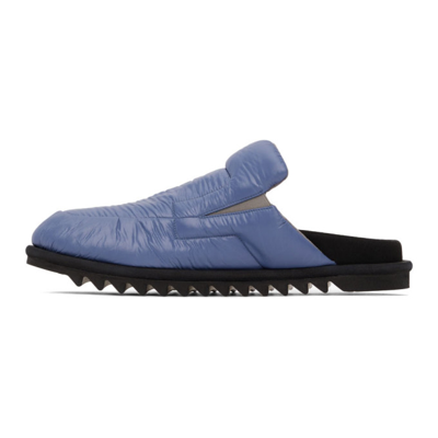 Shop Dries Van Noten Blue Nylon Padded Open Back Loafers In 504 Blue