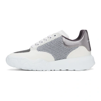 Shop Alexander Mcqueen Off-white & Grey Court Trainer Sneakers In 9089 White/black/sil