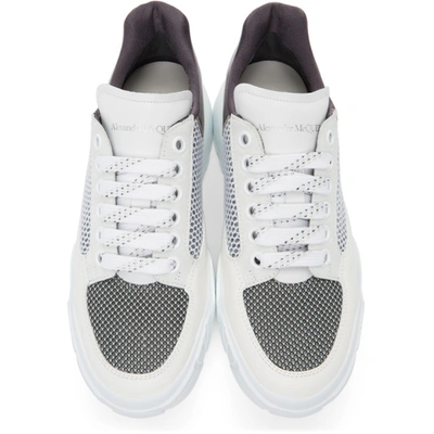 Shop Alexander Mcqueen Off-white & Grey Court Trainer Sneakers In 9089 White/black/sil