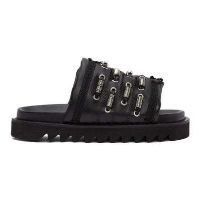 Shop Toga Virilis Black Leather Slip-on Sandals