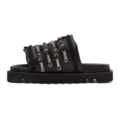 Shop Toga Virilis Black Leather Slip-on Sandals