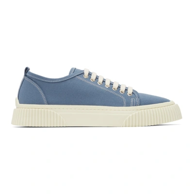 Shop Ami Alexandre Mattiussi Blue Low-top Sneakers In Bleu Acier/474