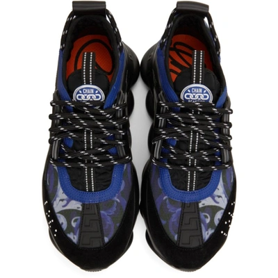 Shop Versace Black & Blue Chain Reaction Sneakers In 6b370 Blkbl