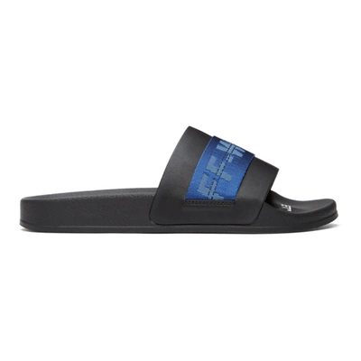 Shop Off-white Black & Blue Industrial Slides In Black Blue