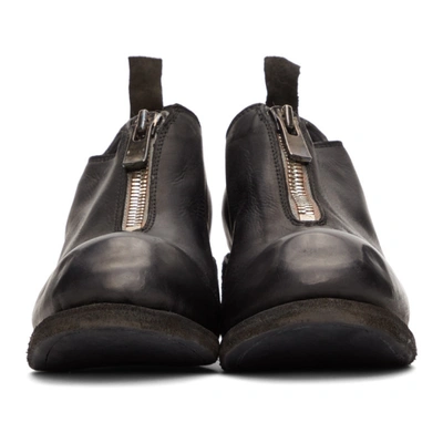 Shop Guidi Black Front-zip Loafers In Blkt
