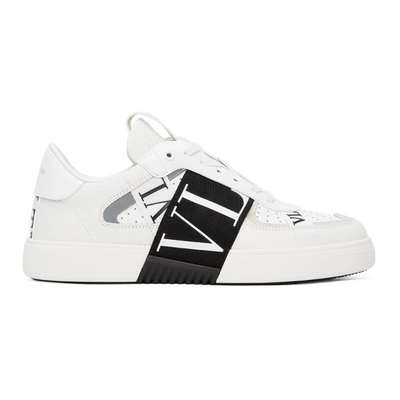 Shop Valentino White & Black 'vl7n' Low Sneakers In 24p Bianco/nero-bia/