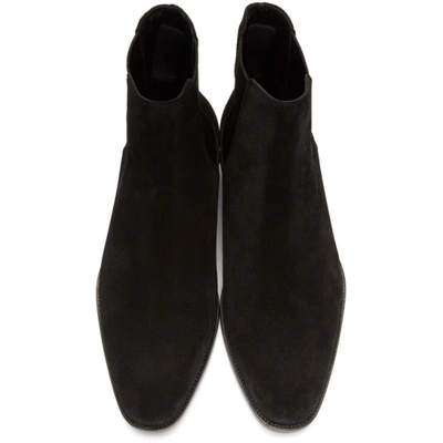Shop Saint Laurent Black Suede Wyatt Chelsea Boots In 1000 Black