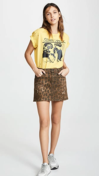 Shop R13 High Rise Miniskirt In Leopard Wash