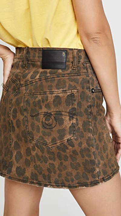 Shop R13 High Rise Miniskirt In Leopard Wash