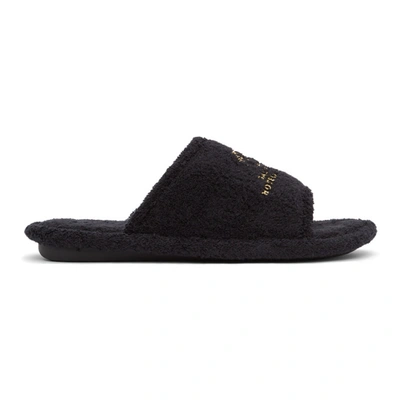 Shop Balenciaga Black Terrycloth Resorts Home Slide Sandals In 1010 Black/gold