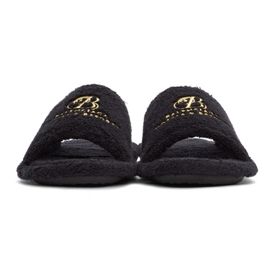 Shop Balenciaga Black Terrycloth Resorts Home Slide Sandals In 1010 Black/gold