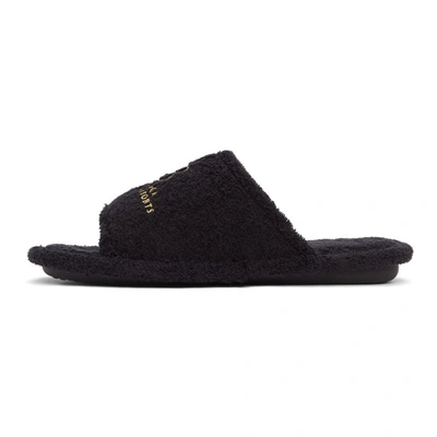 Shop Balenciaga Black Terrycloth Resorts Home Slide Sandals In 1010 Black/gold