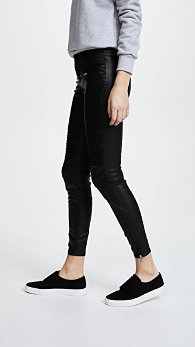Blank Denim Black Vegan Leather Moto Pants In Daddy Soda