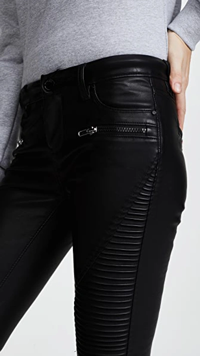 Blank Denim Black Vegan Leather Moto Pants In Daddy Soda